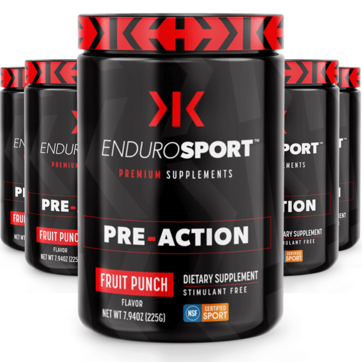 EnduroSport PRE-ACTION Premium Supplement Powder, Caffeine Free, Sugar Free, 150 servings, [5-Pack]