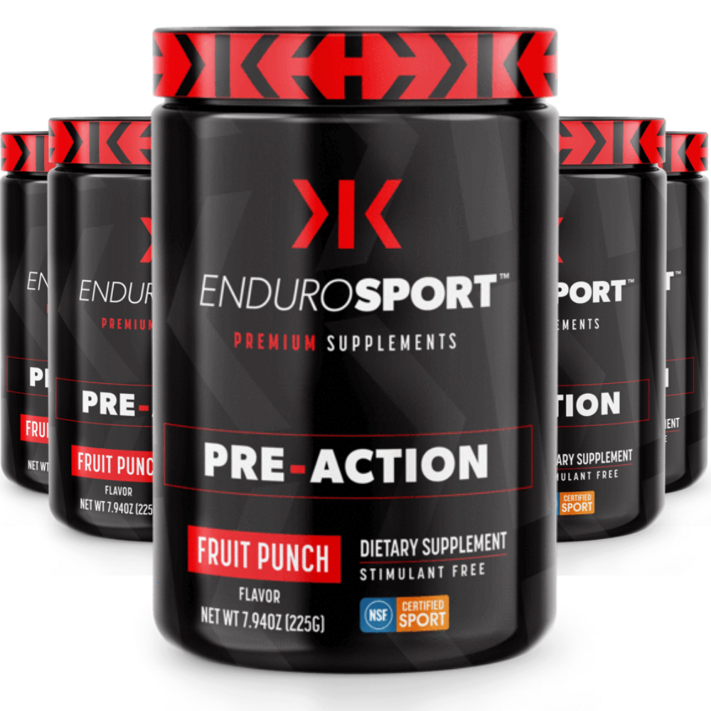 EnduroSport PRE-ACTION Premium Supplement Powder, Caffeine Free, Sugar Free, 150 servings, [5-Pack]